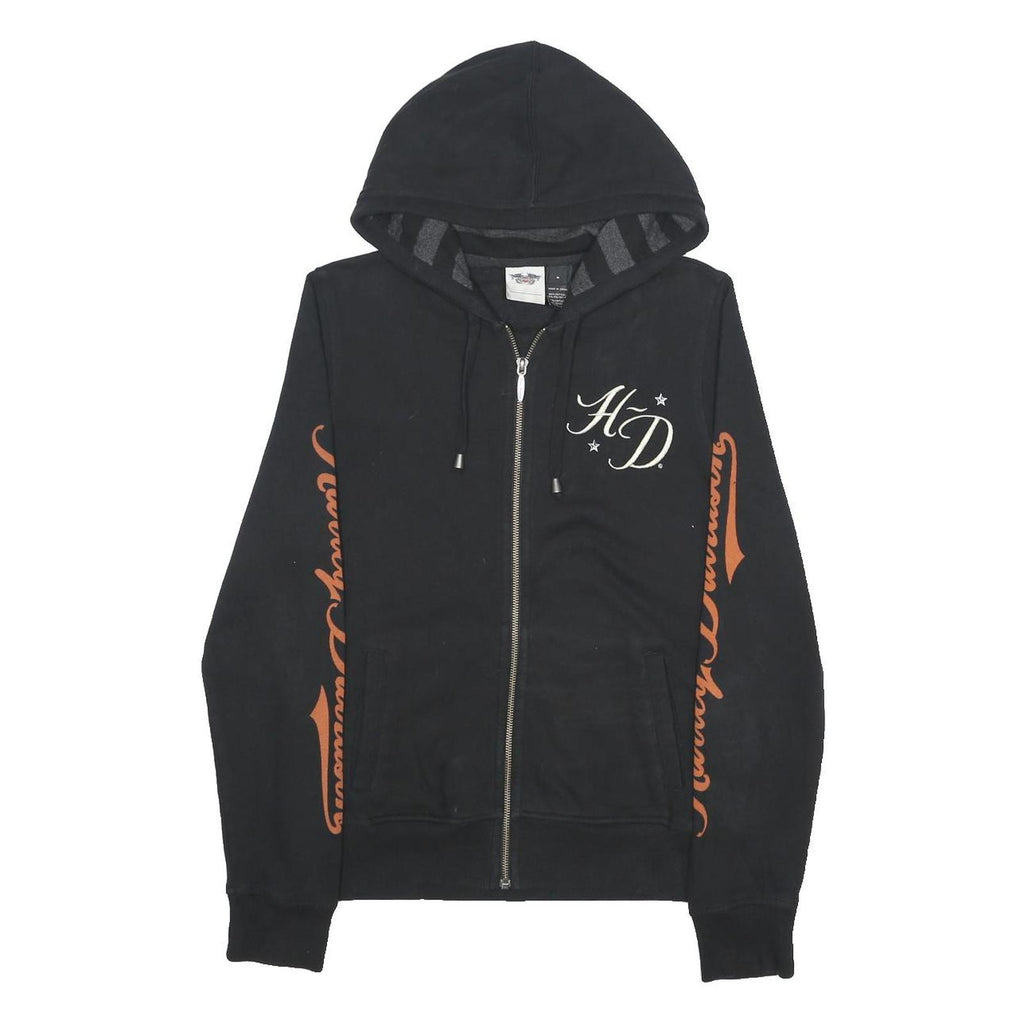 HARLEY DAVIDSON Womens Black & Orange Zip Hoodie M Motorcycles