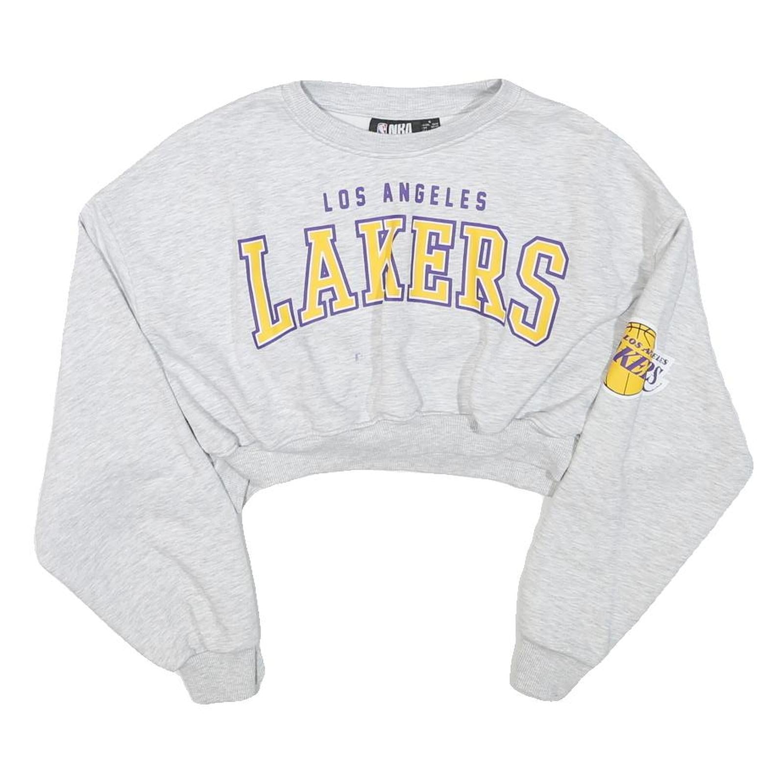 NBA Womens Grey Los Angeles Lakers Crew Neck XS Cropped Cotton Sweatshirt