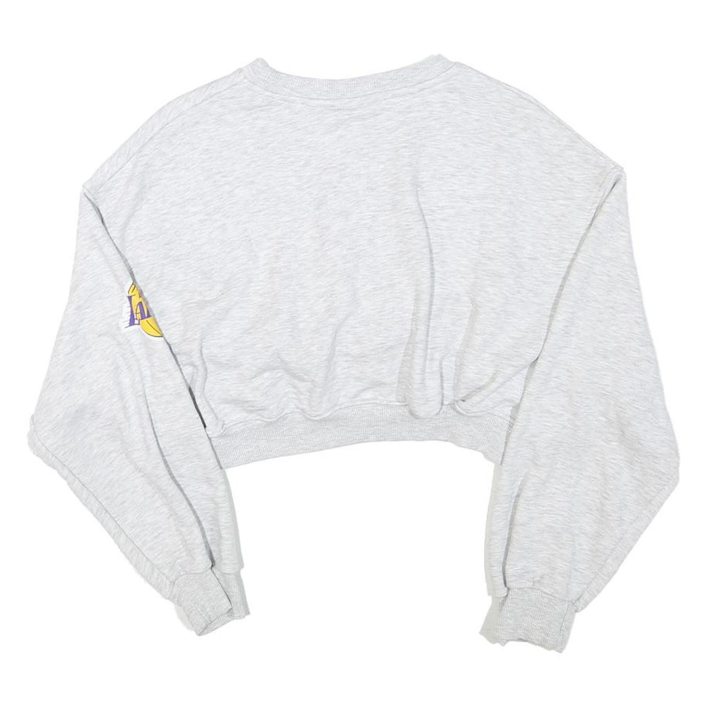NBA Womens Grey Los Angeles Lakers Crew Neck XS Cropped Cotton Sweatshirt