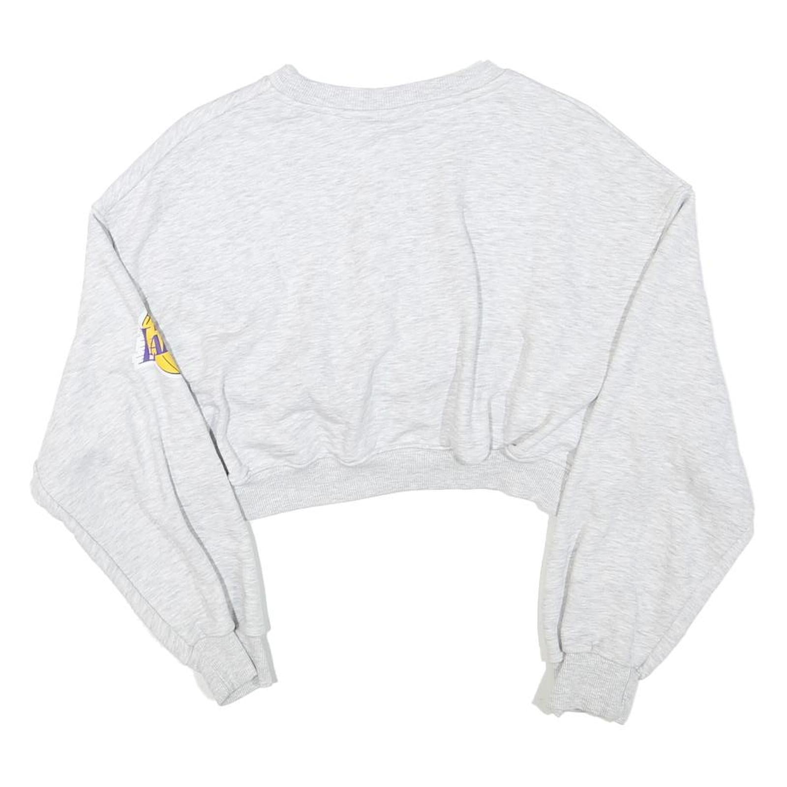 NBA Womens Grey Los Angeles Lakers Crew Neck XS Cropped Cotton Sweatshirt