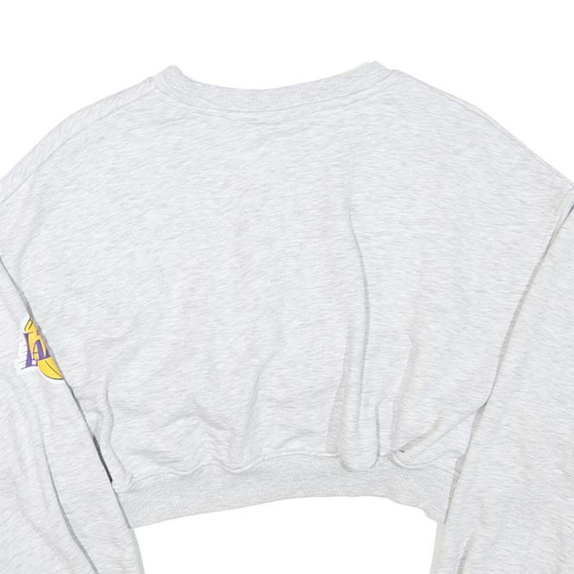 NBA Womens Grey Los Angeles Lakers Crew Neck XS Cropped Cotton Sweatshirt
