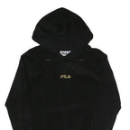 FILA Womens Black Hoodie UK 4 Cotton Blend Pullover Hooded Sweatshirt