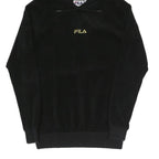 FILA Womens Black Hoodie UK 4 Cotton Blend Pullover Hooded Sweatshirt