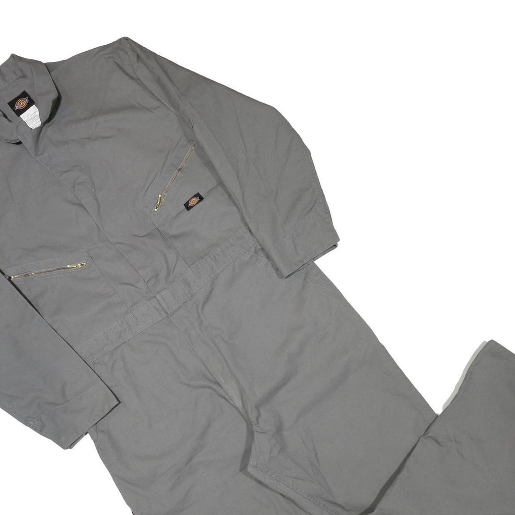 DICKIES Mens Grey Cotton Blend Dungarees Relaxed Woven XL W42 L30 Workwear