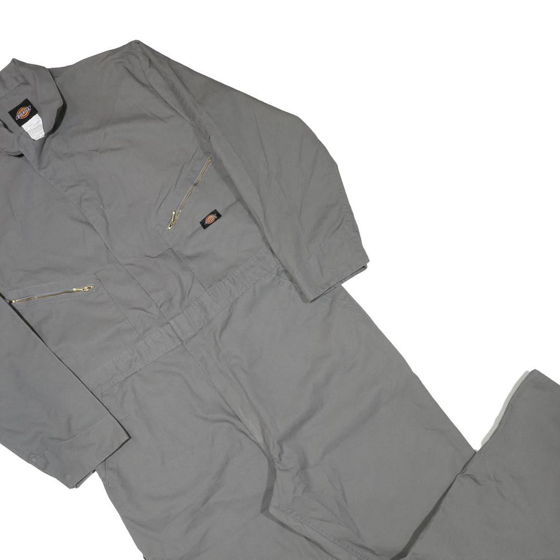 DICKIES Mens Grey Cotton Blend Dungarees Relaxed Woven XL W42 L30 Workwear