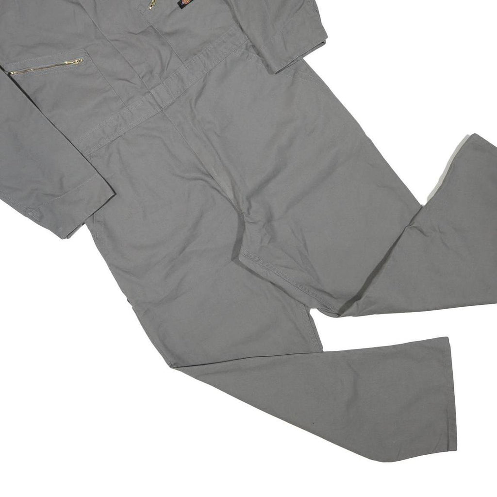 DICKIES Mens Grey Cotton Blend Dungarees Relaxed Woven XL W42 L30 Workwear