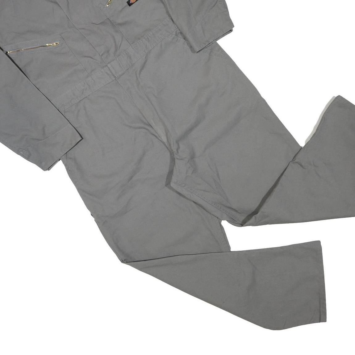DICKIES Mens Grey Cotton Blend Dungarees Relaxed Woven XL W42 L30 Workwear