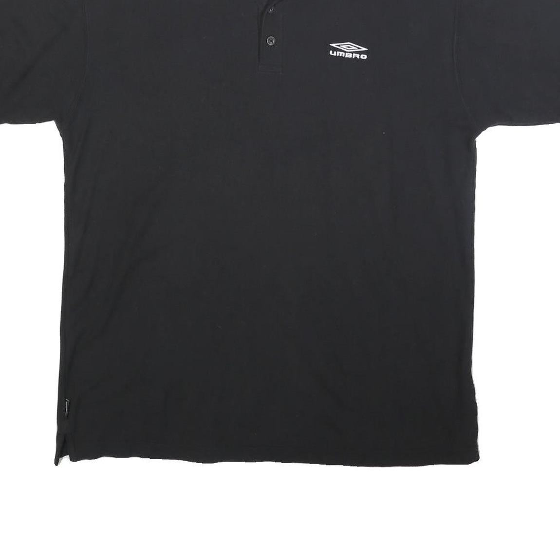 UMBRO Mens Black & Grey Cotton Blend Short Sleeve Polo Shirt L Sports Casual