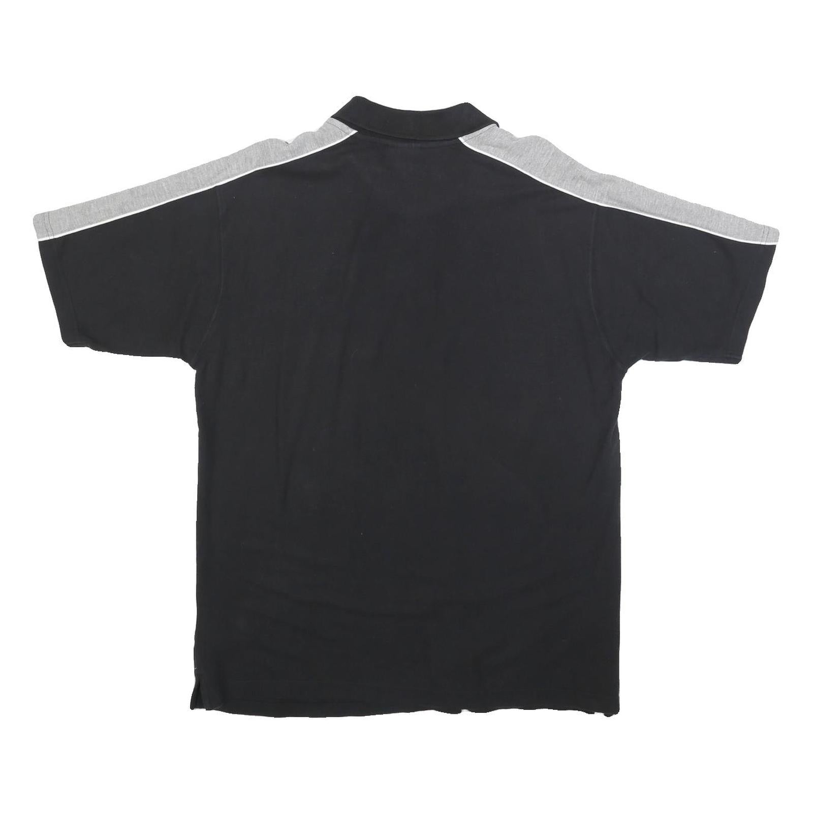 UMBRO Mens Black & Grey Cotton Blend Short Sleeve Polo Shirt L Sports Casual