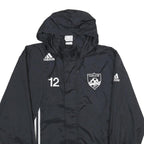 ADIDAS Mens Black Nylon Hoodie Jacket S Plain Sports Training Lightweight Zip