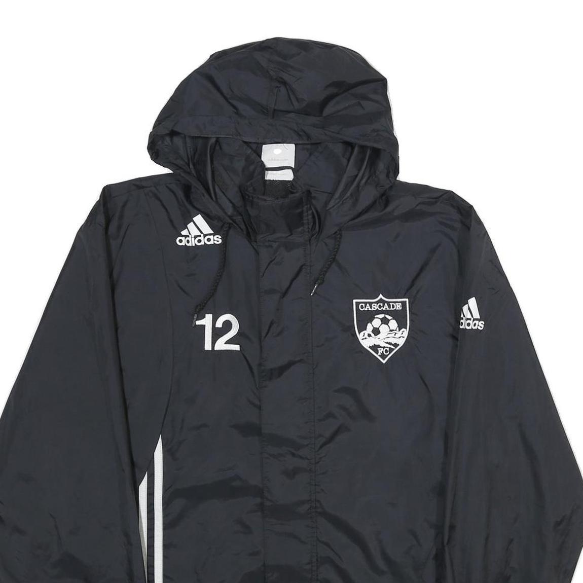 ADIDAS Mens Black Nylon Hoodie Jacket S Plain Sports Training Lightweight Zip