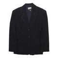 DKNY Womens Black Wool Blend Tailored Jacket S Button Closure Classic Blazer