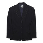 DKNY Womens Black Wool Blend Tailored Jacket S Button Closure Classic Blazer