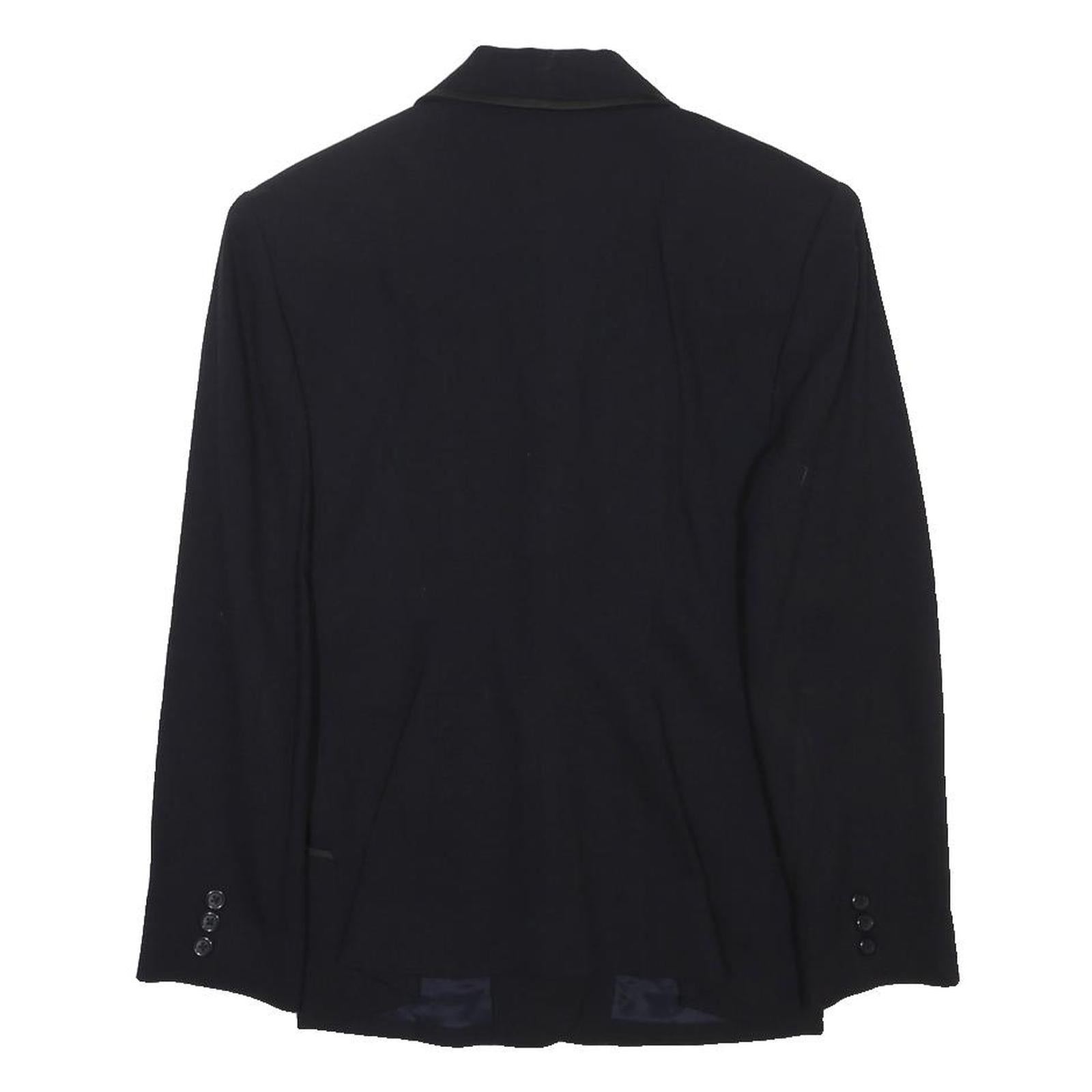 DKNY Womens Black Wool Blend Tailored Jacket S Button Closure Classic Blazer