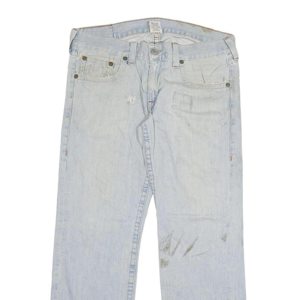 TRUE RELIGION Mens Jeans Blue Regular Straight Denim Light W36 L33 Zip Cotton