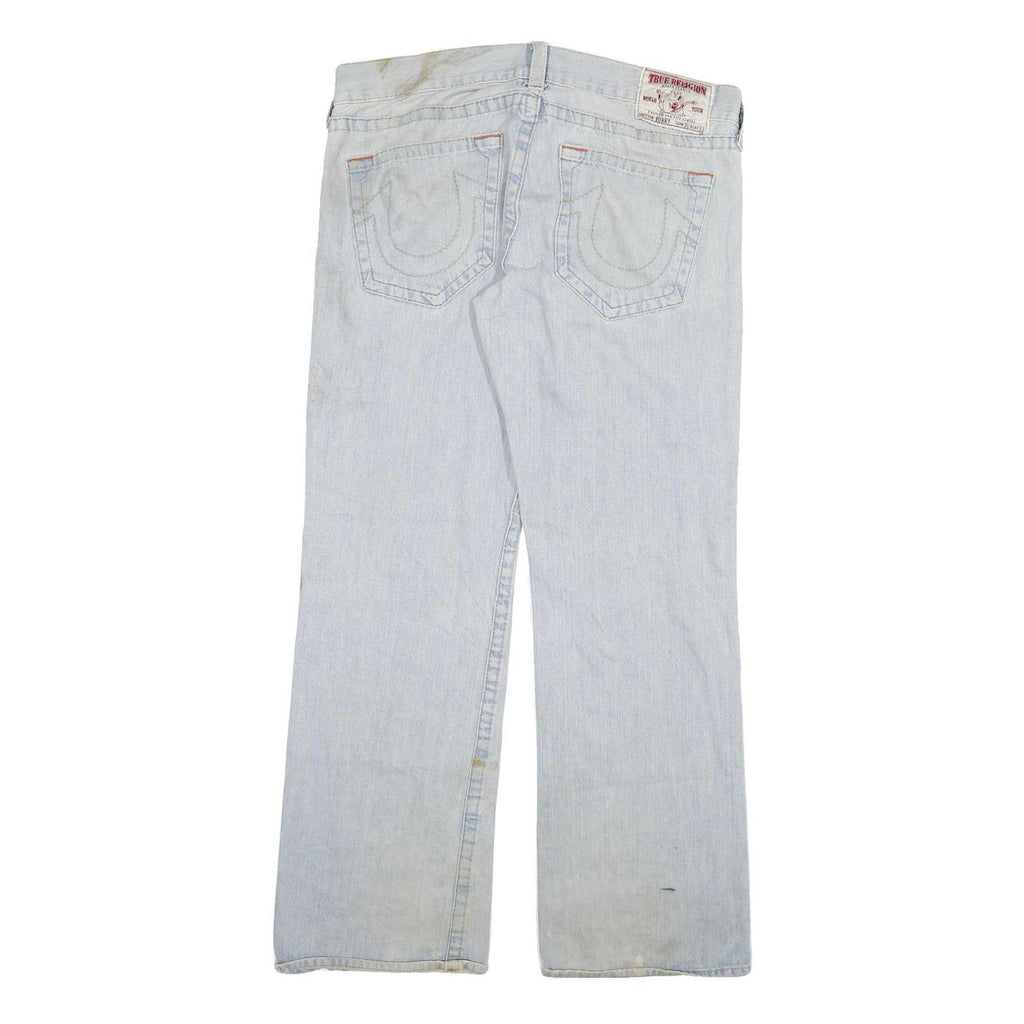 TRUE RELIGION Mens Jeans Blue Regular Straight Denim Light W36 L33 Zip Cotton