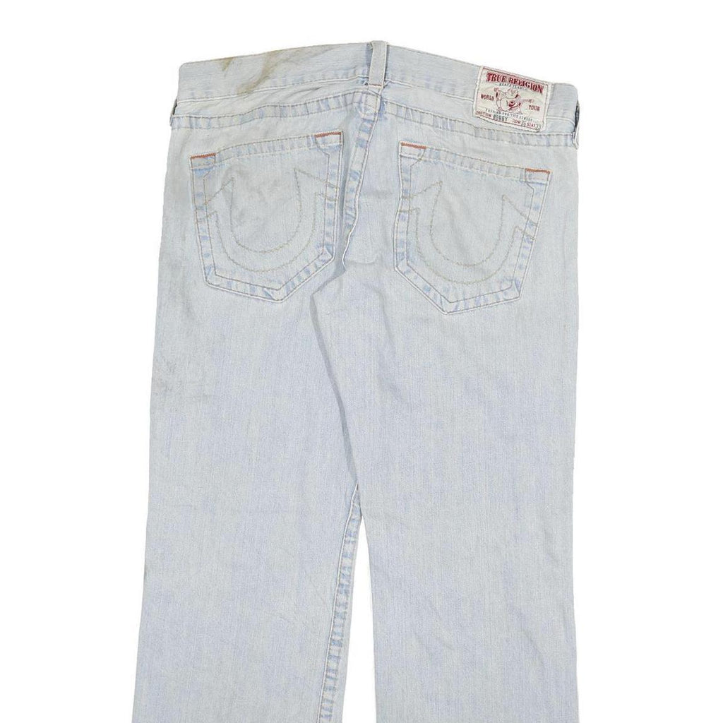 TRUE RELIGION Mens Jeans Blue Regular Straight Denim Light W36 L33 Zip Cotton