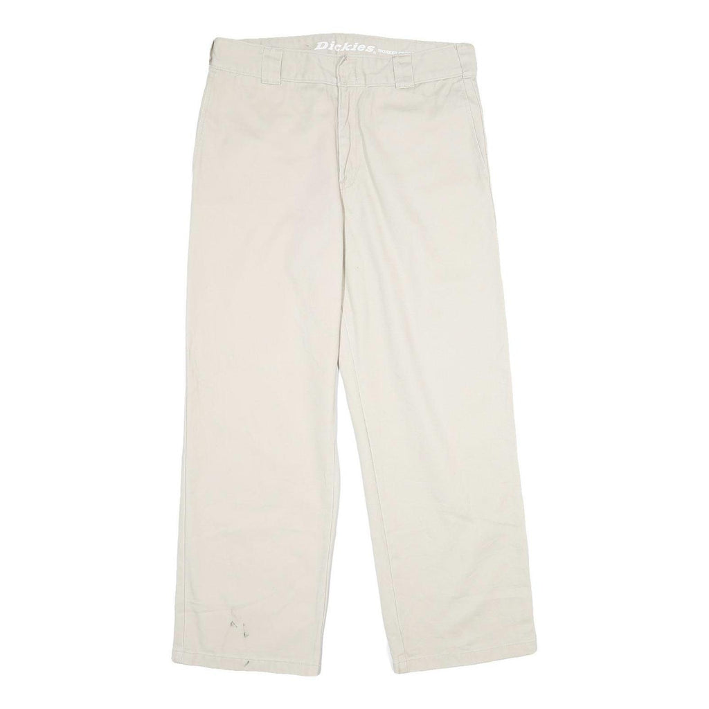 DICKIES Mens Cotton Beige Regular Fit Straight Leg Trousers W32 L29 Workwear