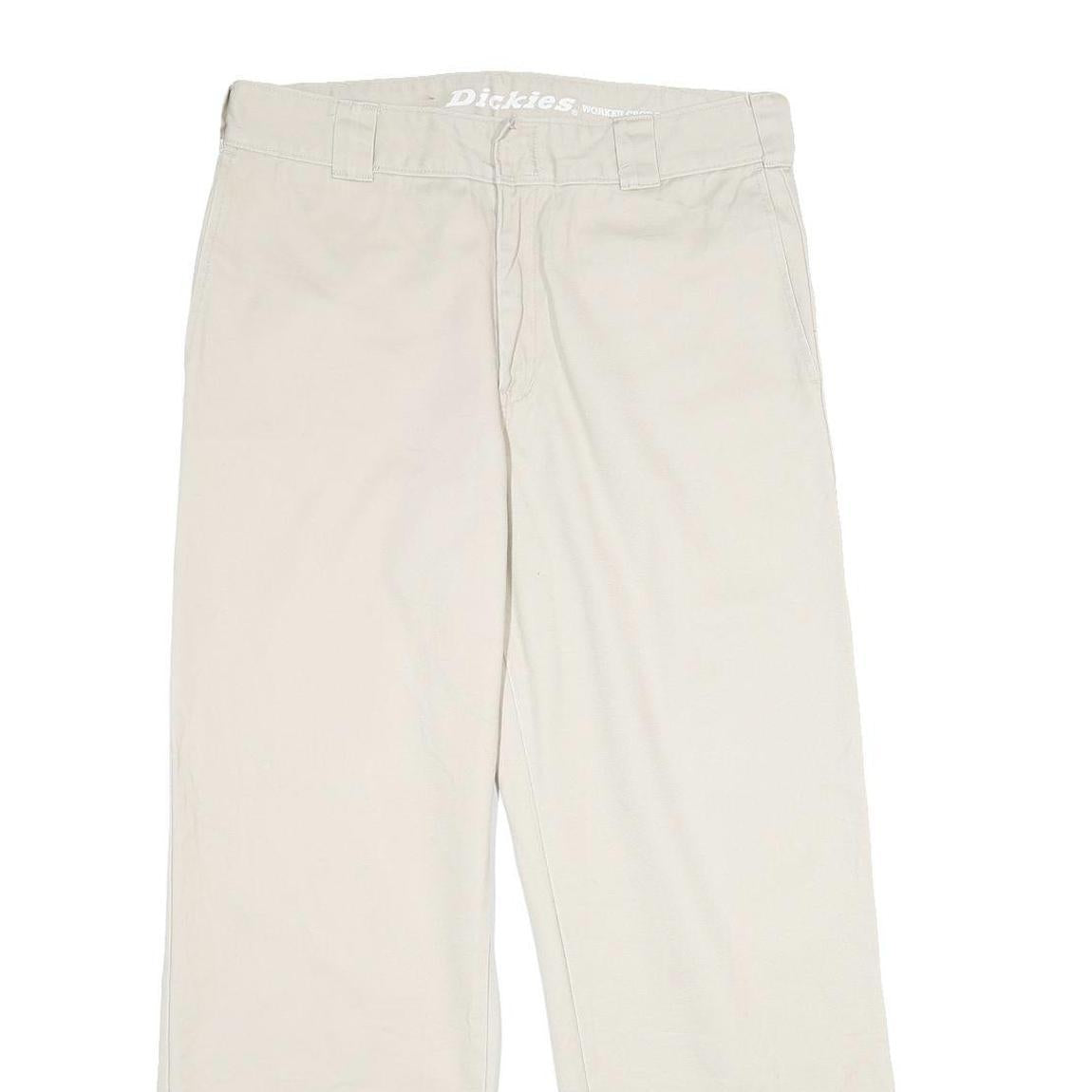 DICKIES Mens Cotton Beige Regular Fit Straight Leg Trousers W32 L29 Workwear