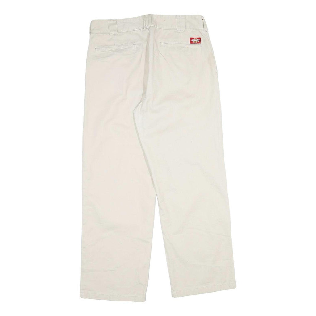 DICKIES Mens Cotton Beige Regular Fit Straight Leg Trousers W32 L29 Workwear
