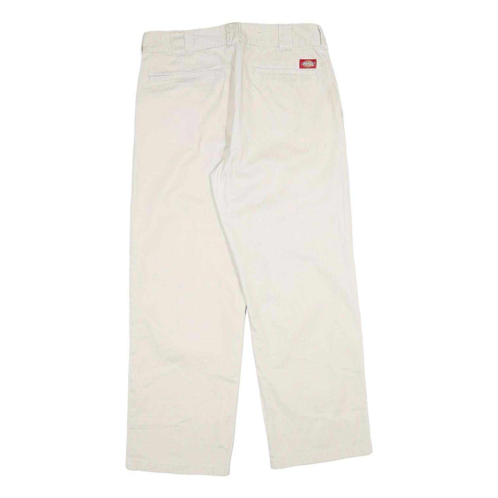 DICKIES Mens Cotton Beige Regular Fit Straight Leg Trousers W32 L29 Workwear
