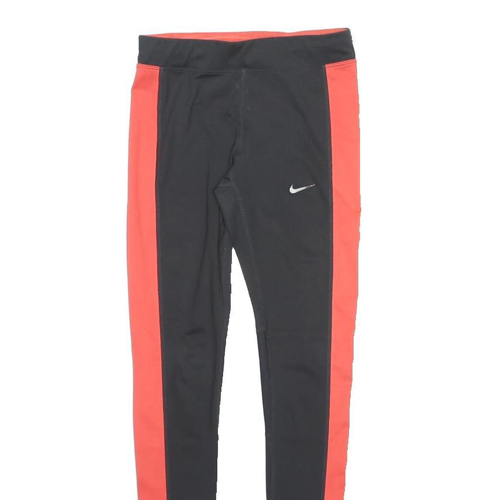 NIKE Womens Joggers Black & Red Slim Tapered XS W24 L29 Reflective Zipped Hem