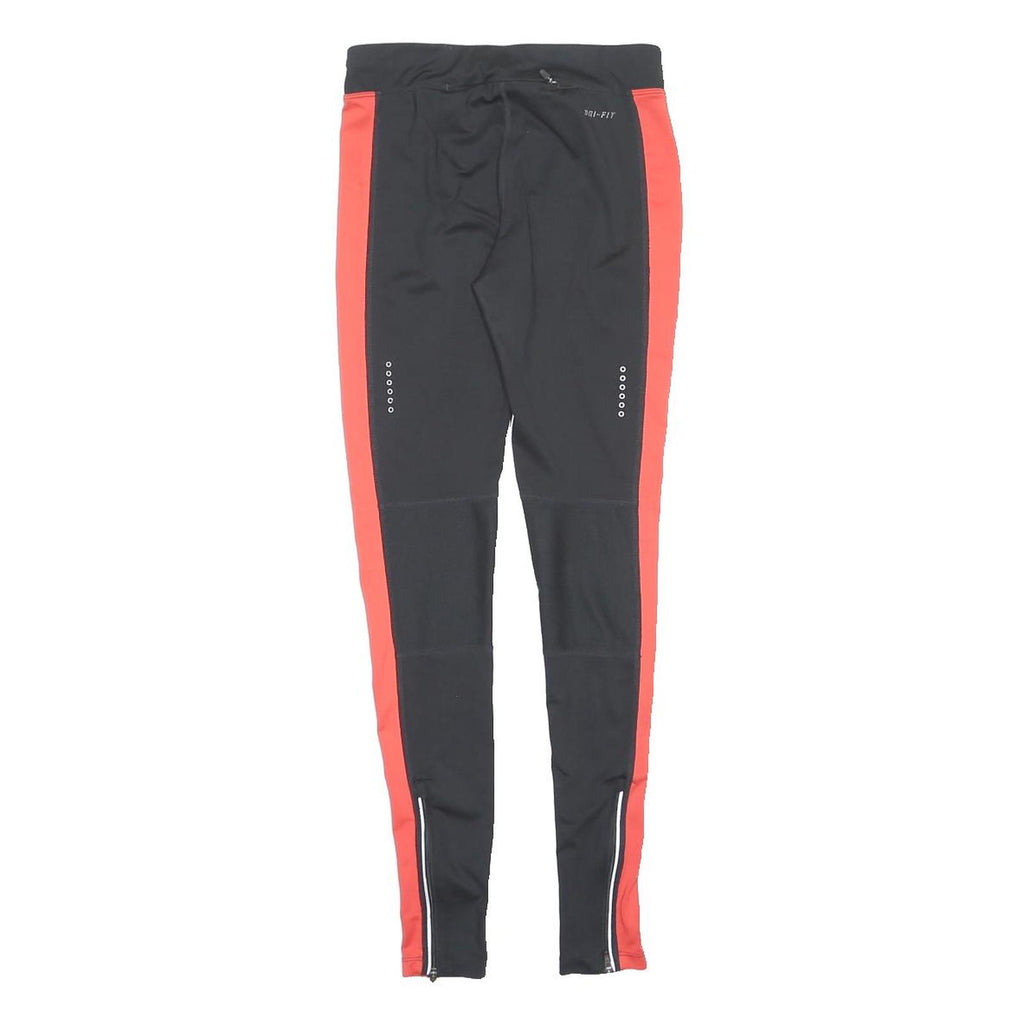 NIKE Womens Joggers Black & Red Slim Tapered XS W24 L29 Reflective Zipped Hem
