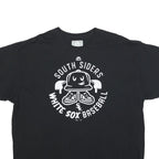 MAJESTIC Mens Black White Sox Baseball Graphic T-Shirt 2XL Short Sleeve Crew