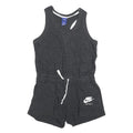 NIKE Womens Black Playsuit Cotton Blend Racerback M Casual Summer Drawstring
