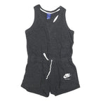 NIKE Womens Black Playsuit Cotton Blend Racerback M Casual Summer Drawstring
