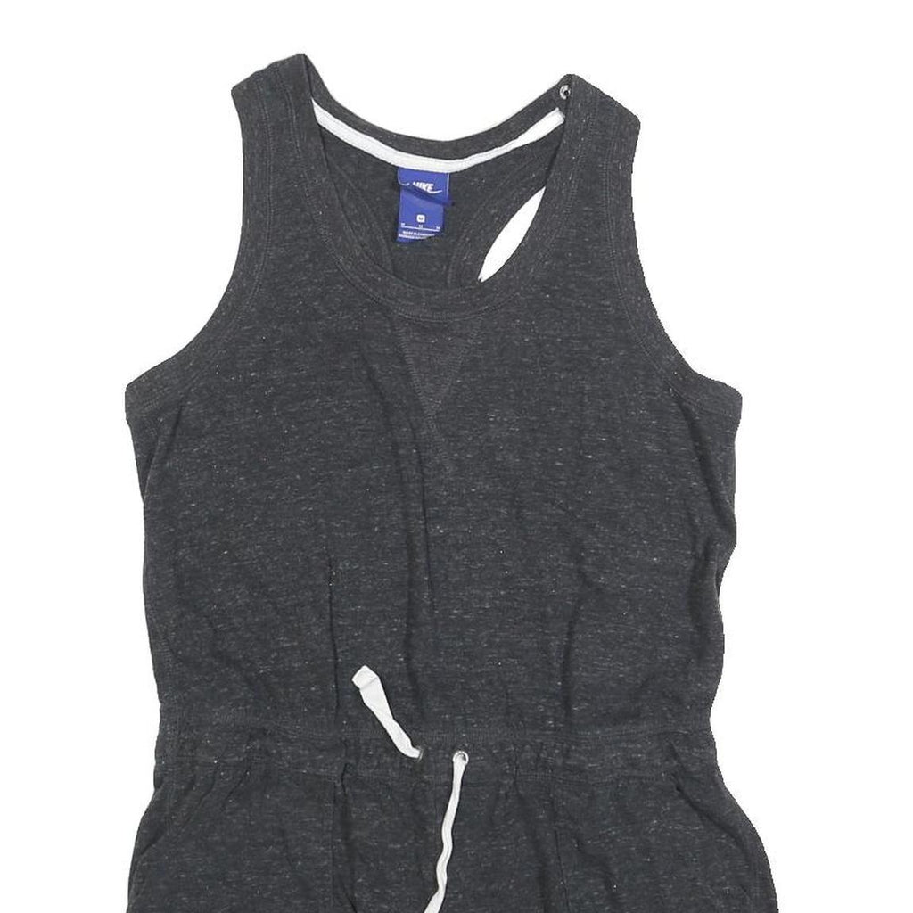 NIKE Womens Black Playsuit Cotton Blend Racerback M Casual Summer Drawstring