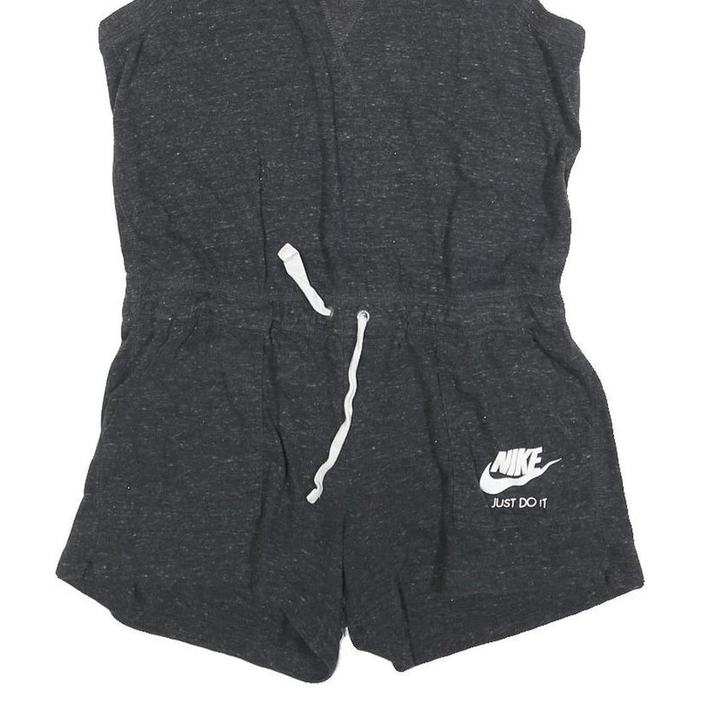 NIKE Womens Black Playsuit Cotton Blend Racerback M Casual Summer Drawstring