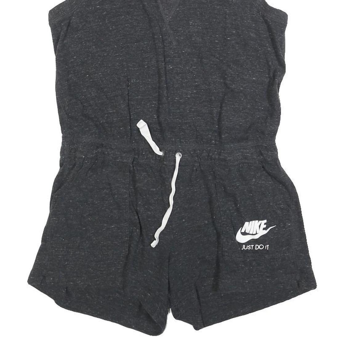 NIKE Womens Black Playsuit Cotton Blend Racerback M Casual Summer Drawstring