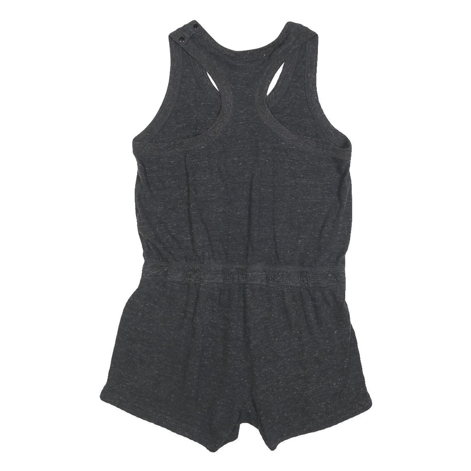 NIKE Womens Black Playsuit Cotton Blend Racerback M Casual Summer Drawstring