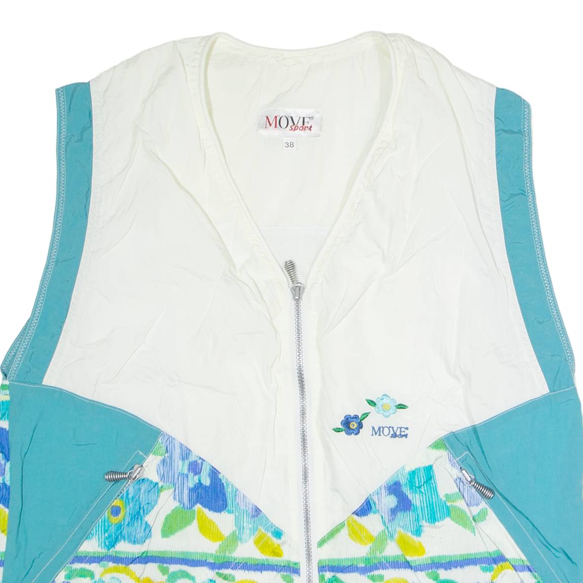 MOVE SPORT Womens Shell Gilet White 90s Floral L