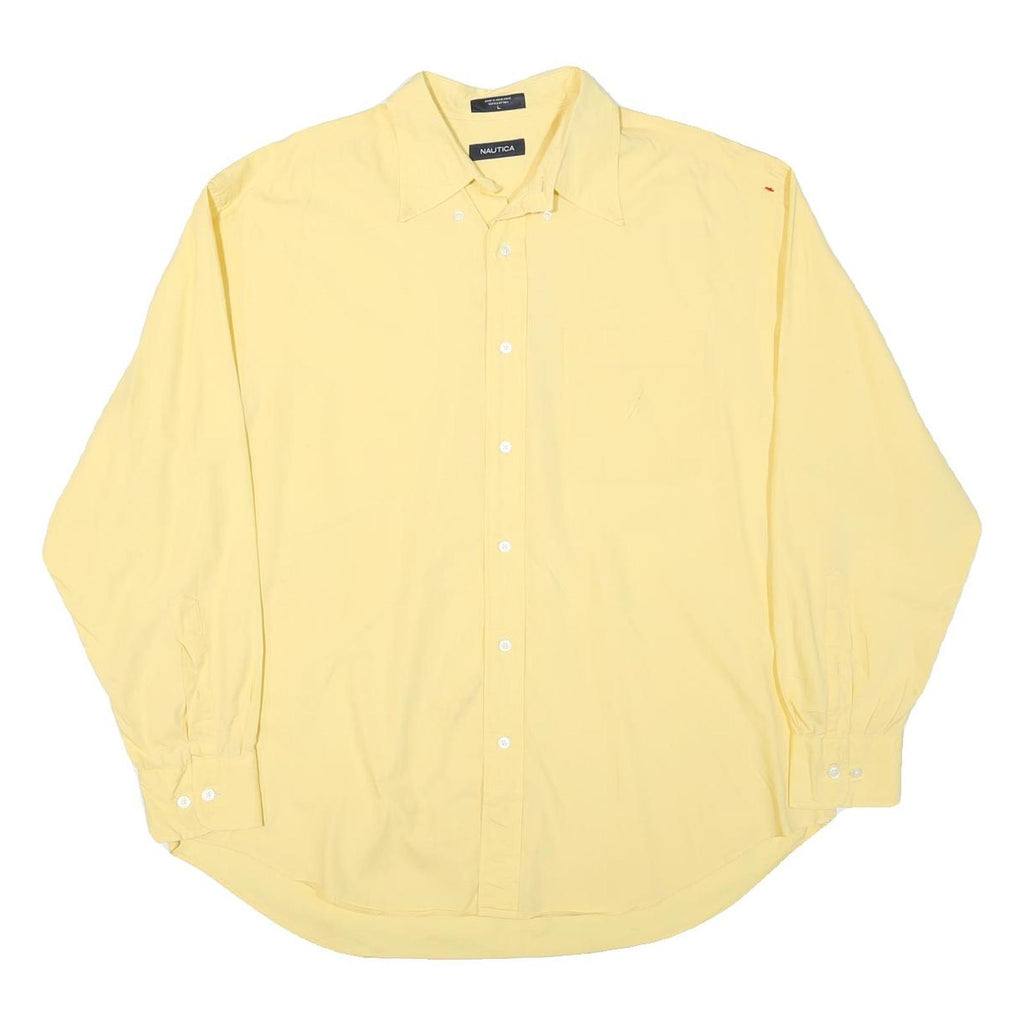 NAUTICA Mens Yellow Cotton Blend Shirt L Classic Long Sleeve Button Down