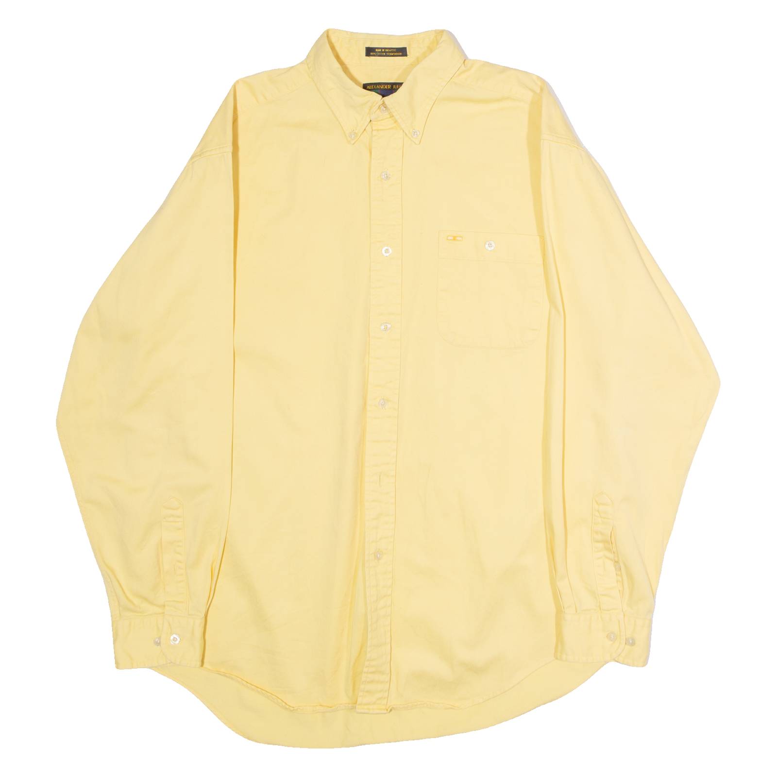 ALEXANDER JULIAN Mens Plain Shirt Yellow 90s Long Sleeve L