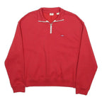 LEVI'S Womens Red 1/4 Zip Sweatshirt S Cotton Blend Pullover Casual