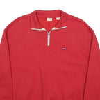 LEVI'S Womens Red 1/4 Zip Sweatshirt S Cotton Blend Pullover Casual