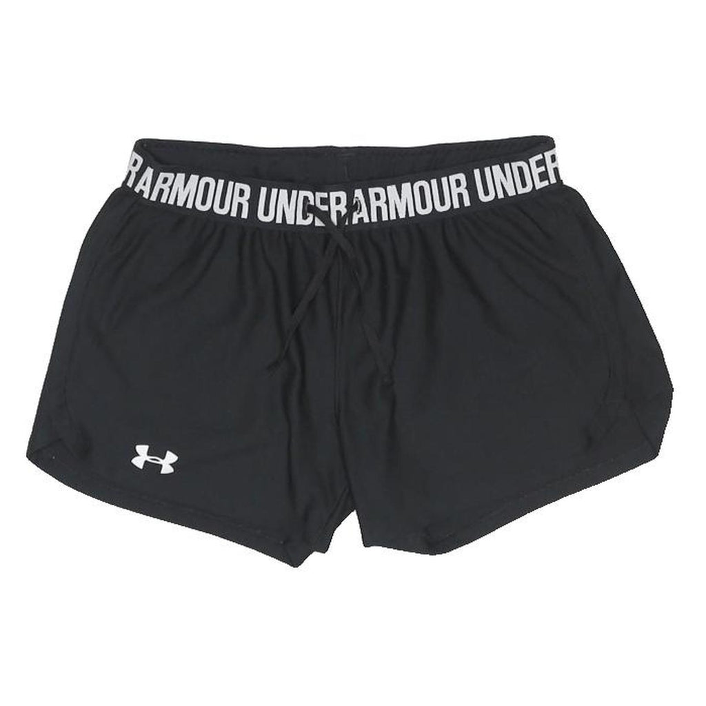 UNDER ARMOUR Womens Black Gym Running Shorts XS W26 Drawstring Waist Elastic