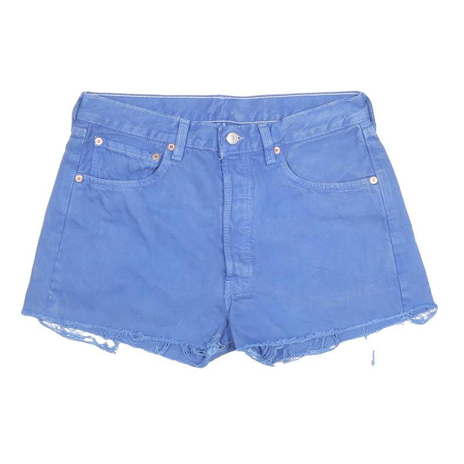 LEVI'S Womens Blue Casual Denim Shorts M W30 Frayed Hem Relaxed Fit Cotton
