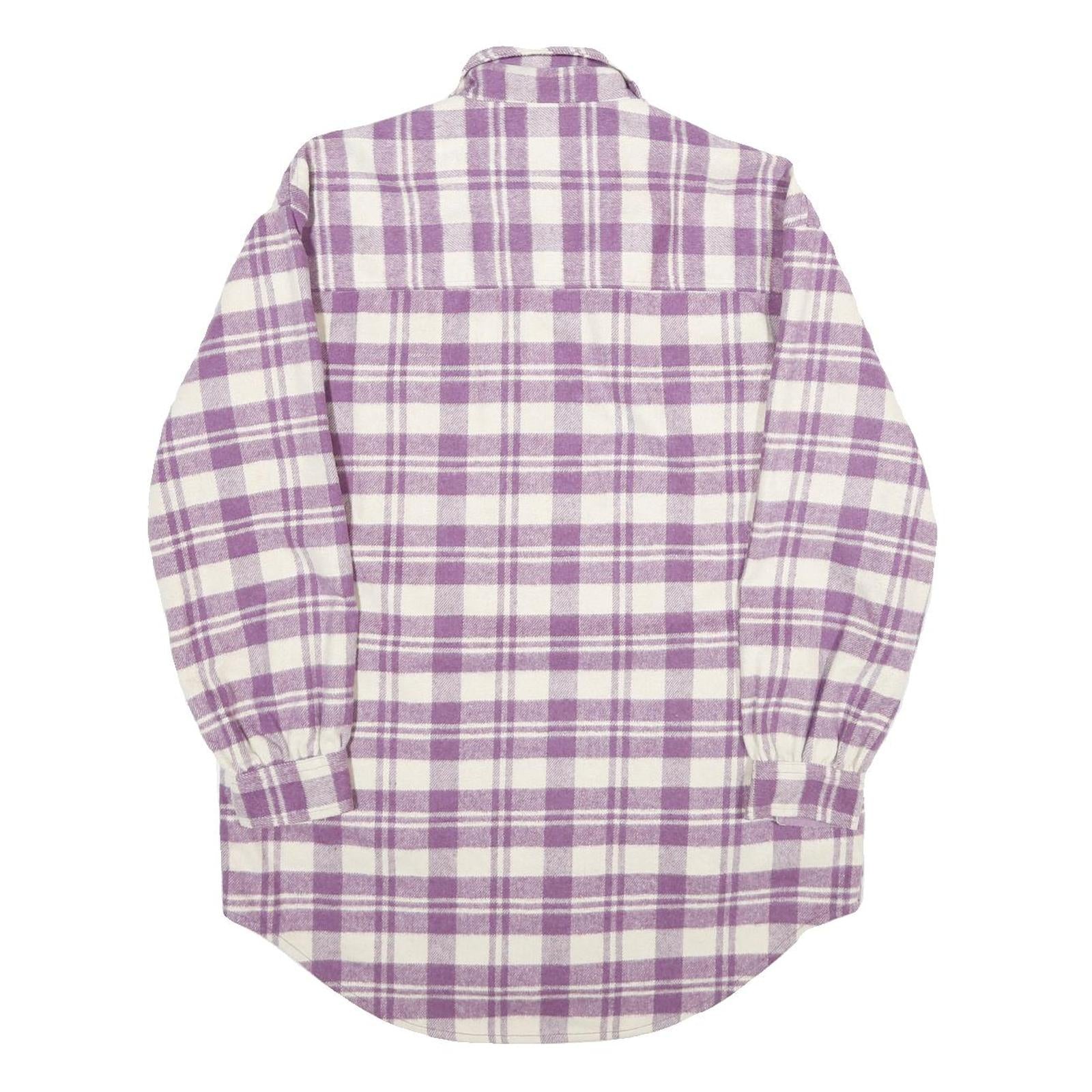 LEE Mens Purple & White Check Flannel Zip Jacket XS Shirt Style Lightweight