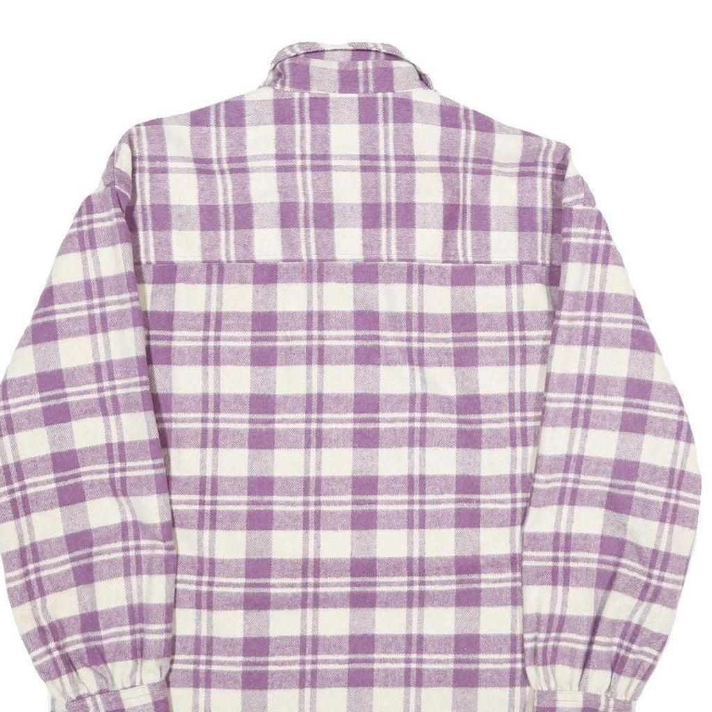 LEE Mens Purple & White Check Flannel Zip Jacket XS Shirt Style Lightweight