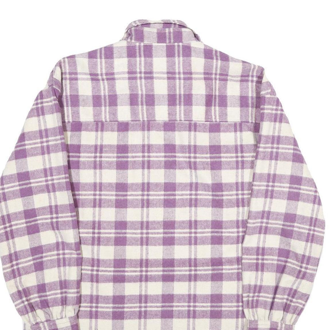 LEE Mens Purple & White Check Flannel Zip Jacket XS Shirt Style Lightweight