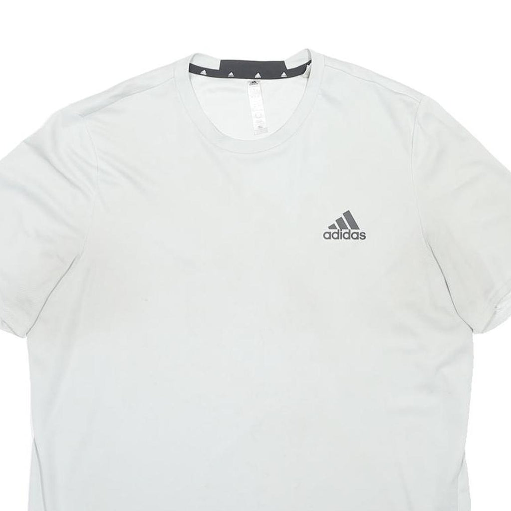 ADIDAS Mens White L Short Sleeve Crew Neck Logo Graphic Polyester T-Shirt