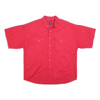 PANHANDLE Mens Red Cotton Short Sleeve Shirt XL Button Pocket Casual Western