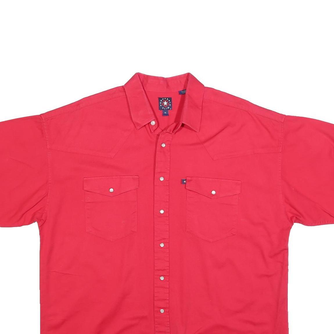 PANHANDLE Mens Red Cotton Short Sleeve Shirt XL Button Pocket Casual Western