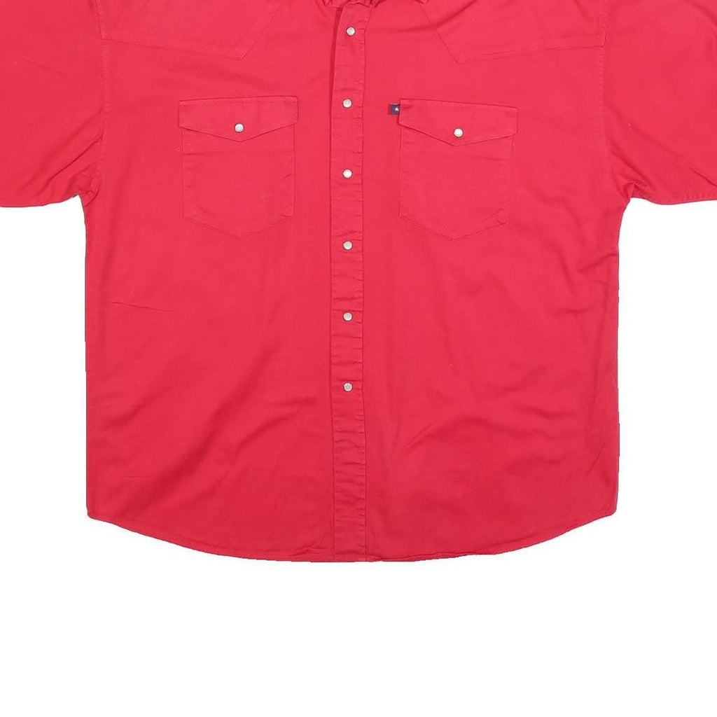 PANHANDLE Mens Red Cotton Short Sleeve Shirt XL Button Pocket Casual Western