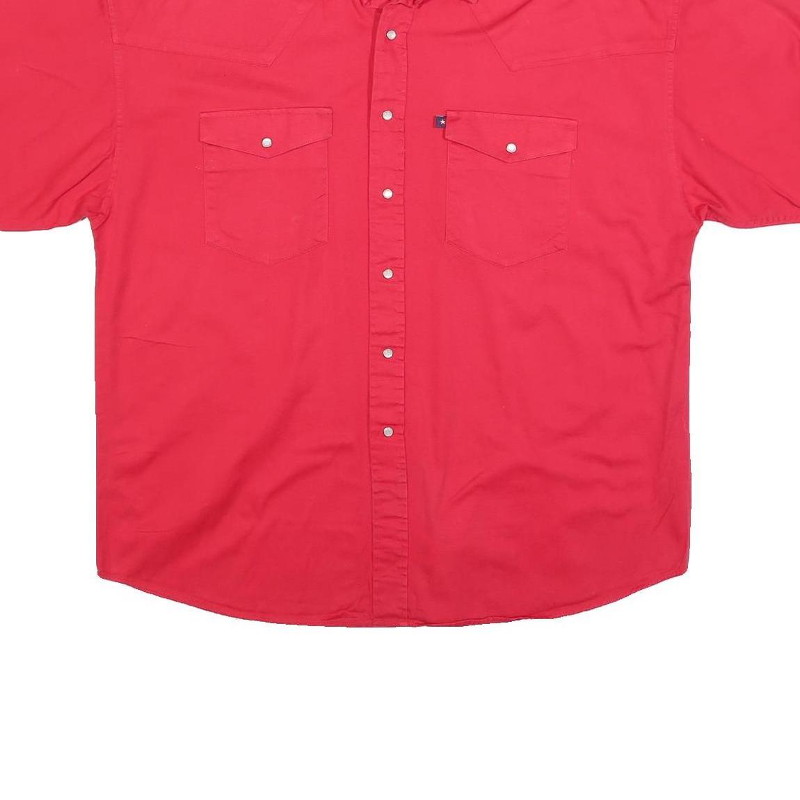 PANHANDLE Mens Red Cotton Short Sleeve Shirt XL Button Pocket Casual Western