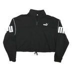 PUMA Womens Black 1/4 Zip XL Logo Print Cropped Sweatshirt